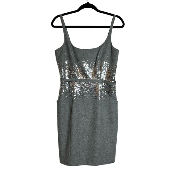 SUSANA MONACO - Silver gray glitter evening belted cocktail dress 6 - Picture 1 of 9